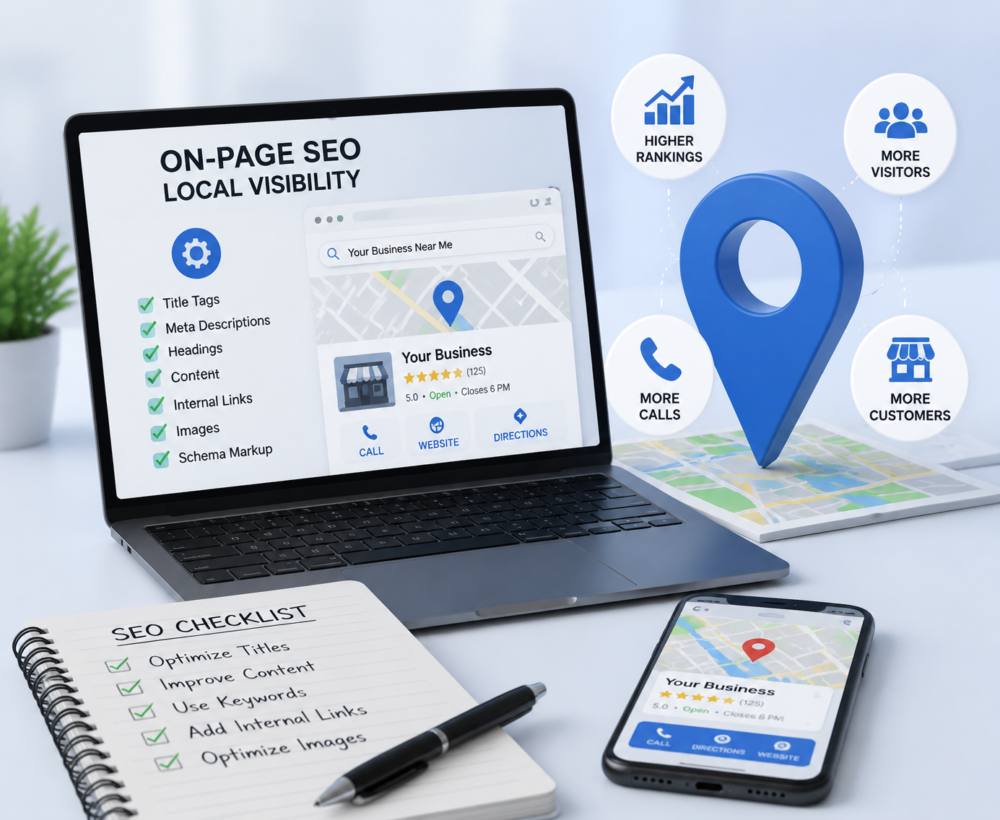 On-page SEO improving local business visibility